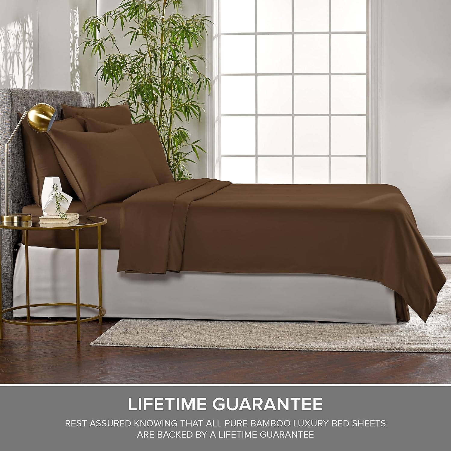 Pure Bamboo California King Sheets - 100% Organic Viscose Bed Sheet Set, Soft & Cooling, Coconut Husk