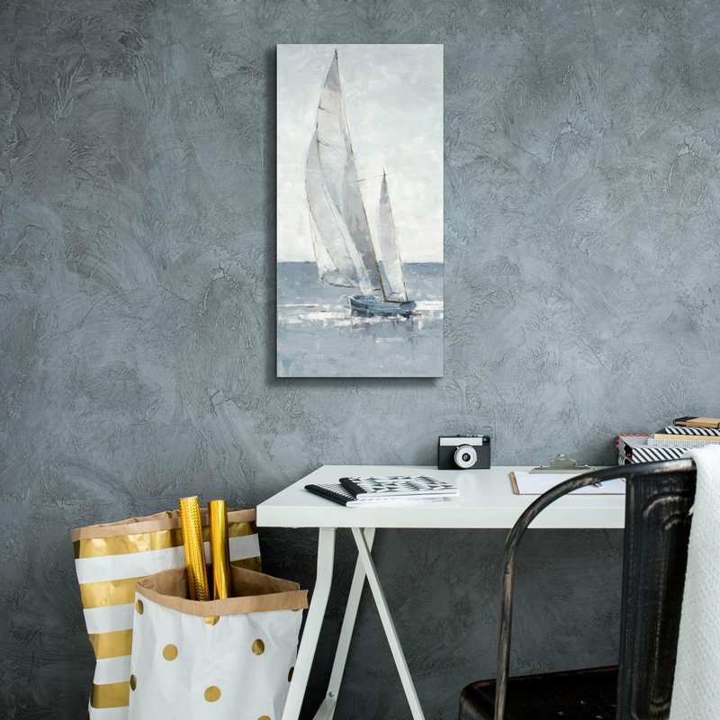 Epic Graffiti "Grey Seas I by Ethan Harper, Canvas Wall Art, 12"x24"