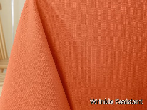 Tablecloth Rectangle Waterproof Wrinkle Free Textured Fabric Table Cloth, Faux Linen Table Cover for Fall, Thanksgiving, Autumn Harvest, Holiday (52 x 70 Inch Rectangular, Rust/Burnt Orange)