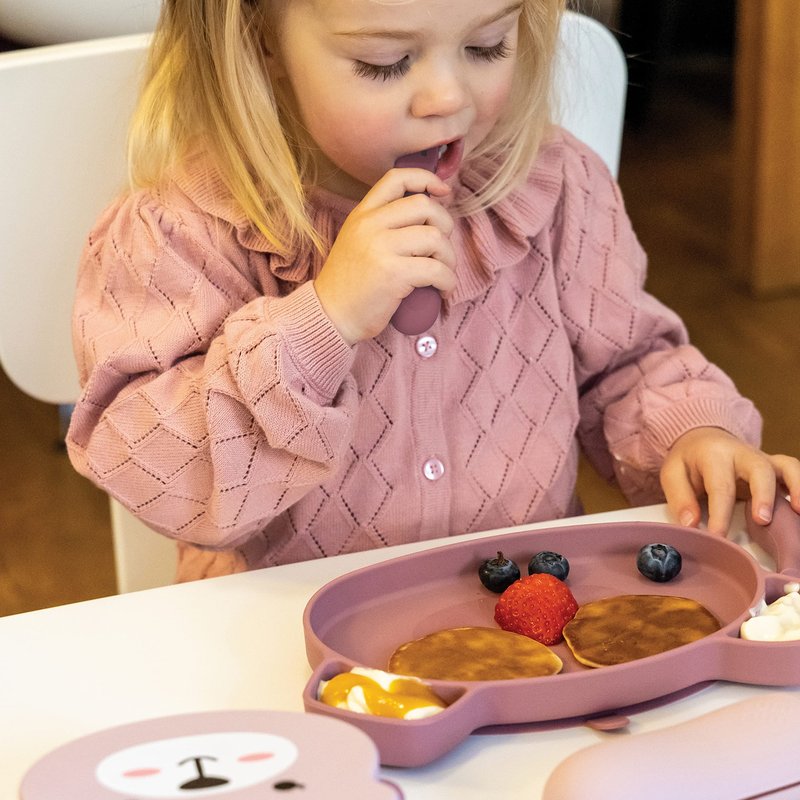 Tum Tum Baby Cutlery with Case - Baby Spoon & Fork Set, Self Feeding Cutlery, Silicone, 6+ Months, Pink