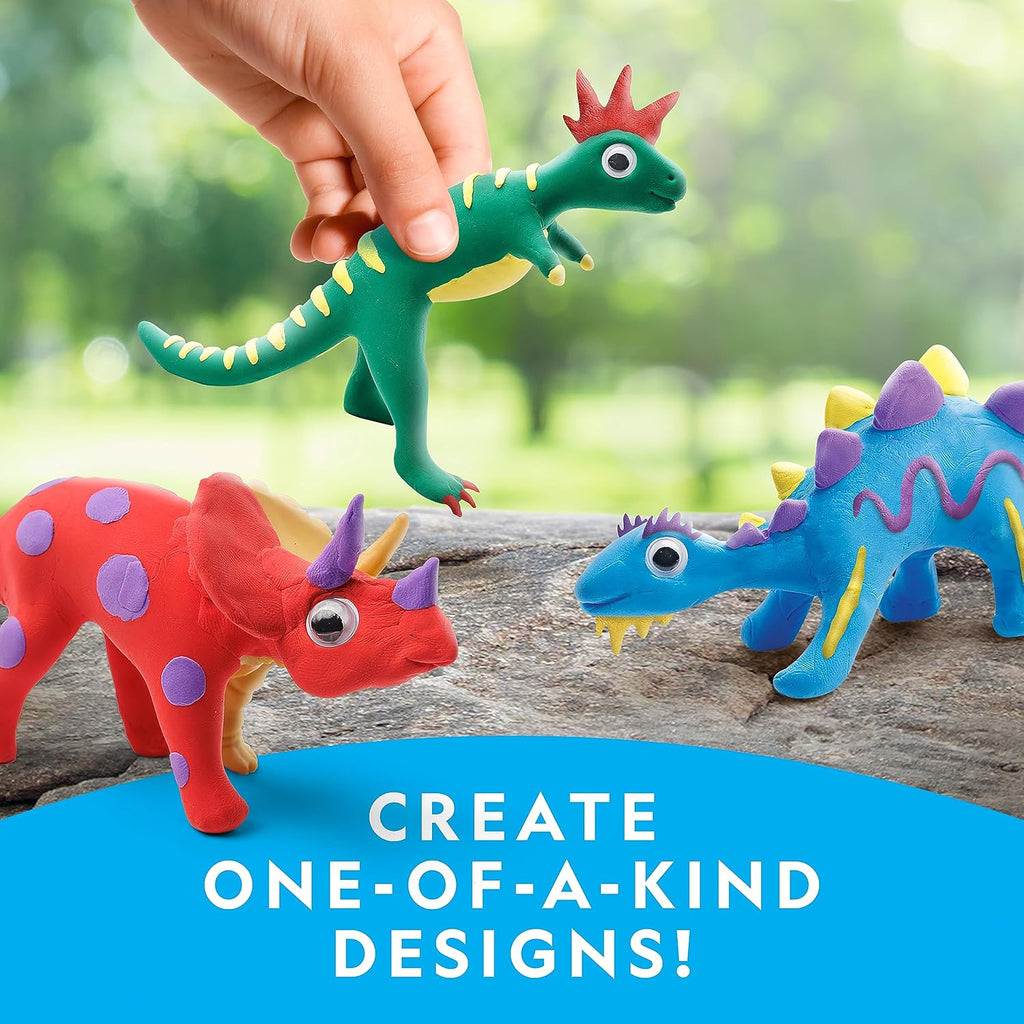 National Geographic Clay Dinosaur Arts & Crafts Kit - Air Dry Clay, 5 Colors & Dino Skeletons for Kids Ages 4-10