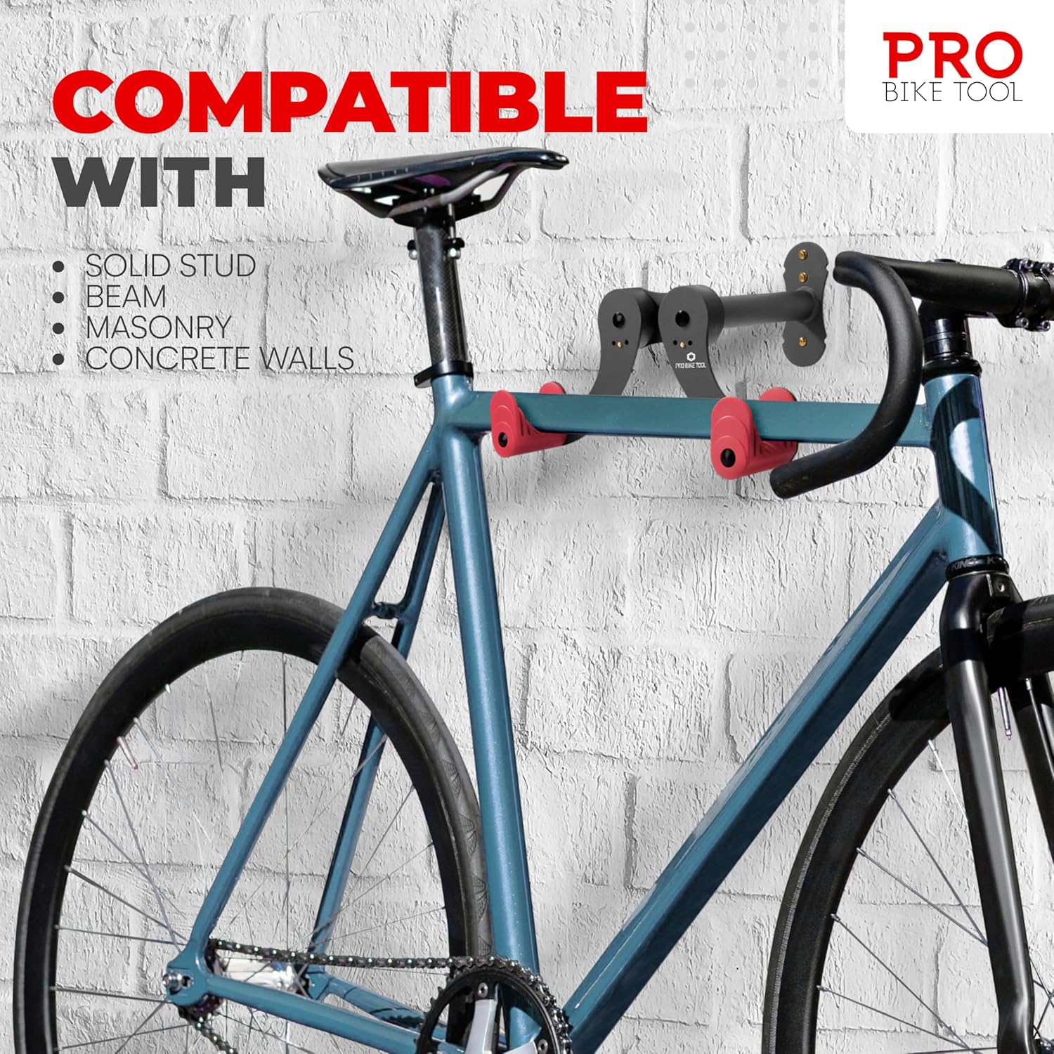 Pro Bike Tool Bike Wall Mount - Horizontal Indoor Rack for 1 Bicycle | Safe & Secure Storage Solution