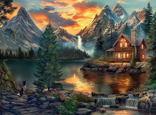 Mountain Cabin Jigsaw Puzzle by Ravensburger | 1000 Pieces - Perfect for Game Nights - 20x27 Inches