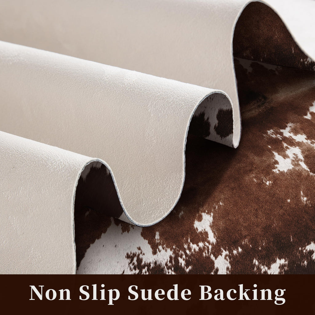 WARM HAVEN Cow Hide Faux Cowhide Rug: Cow Print Rug for Living Room Bedroom 5.2x6.2 Feet - Animal Print Skin Black and Brown Western