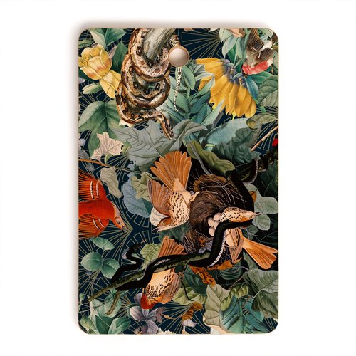 Society6 Bamboo Cutting Board- Kitchen Decor by Burcu Korkmazyurek - Unique Cutting Boards for Kitchen, 16" x 10.5" x 0.5", Birds And Snakes