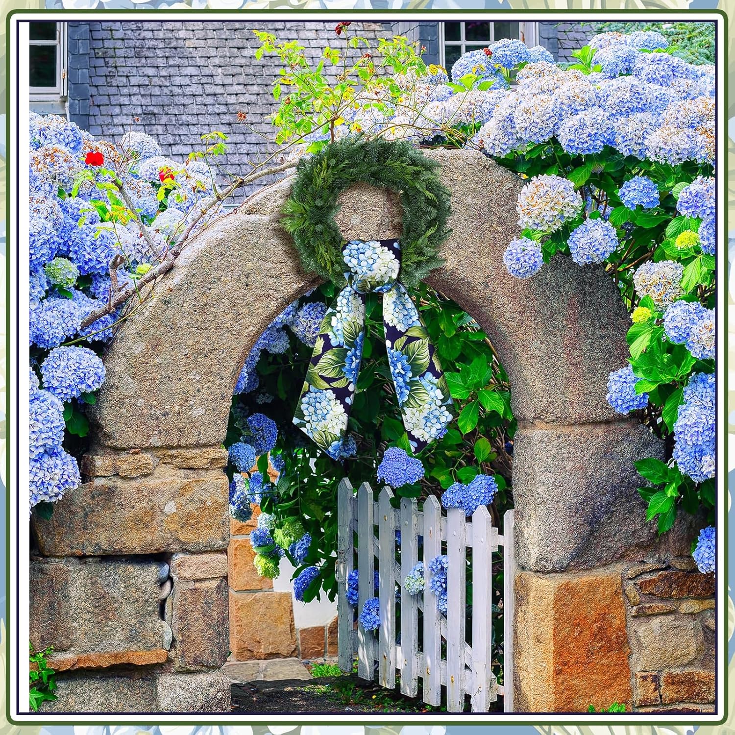 Skiennix Wreath Sash - Satin Blank Sashes for Embroidery | Indoor/Outdoor Home Decor (Blue, Green)