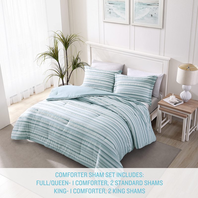 Tommy Bahama - King Duvet Cover Set, Cotton Bedding with Matching Shams & Button Closure, Super Soft Bedding Set (Clearwater Cay Blue, King)