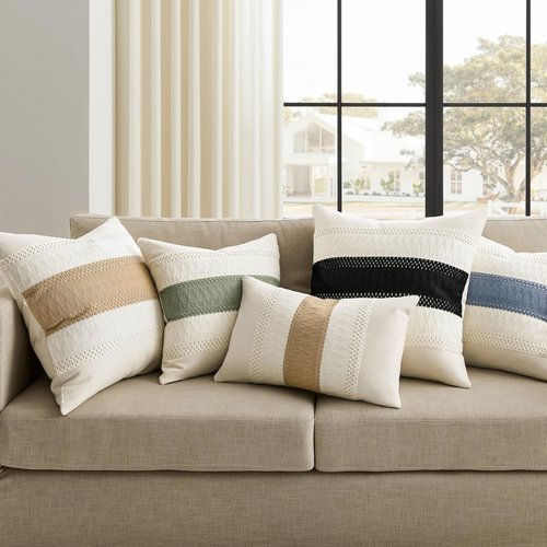 ZeeMart 2 Packs Cotton Boho Throw Pillow Covers 24x24 Inch Contrast Green, Soft Farmhouse Decorative Couch Pillow Cases Sage Green Cushion Covers for Sofa Bed Living Room Home Decor