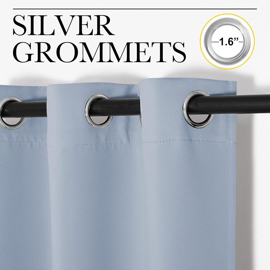 NICETOWN Vintage Blue Blackout Curtains - Thermal Insulated Drapes for Large Windows | 102" Length, 2 Panels, 55" Wide