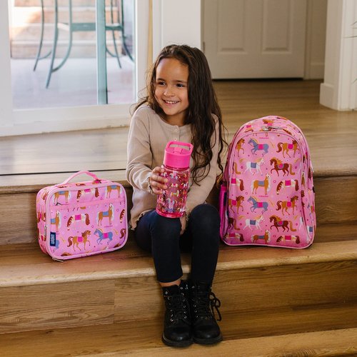 Wildkin 12 Inch Backpack & Lunch Bag with 16 oz Reusable Water Bottle for Kids – Durable, Lightweight School & Travel Set - Horses