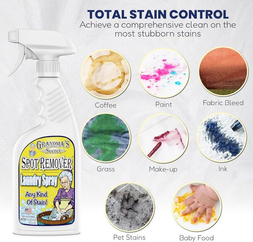 Grandma's Secret Spot Remover Spray - Toxin-Free Fabric Stain Remover for Clothes - 16 oz & 2 oz DuoPack