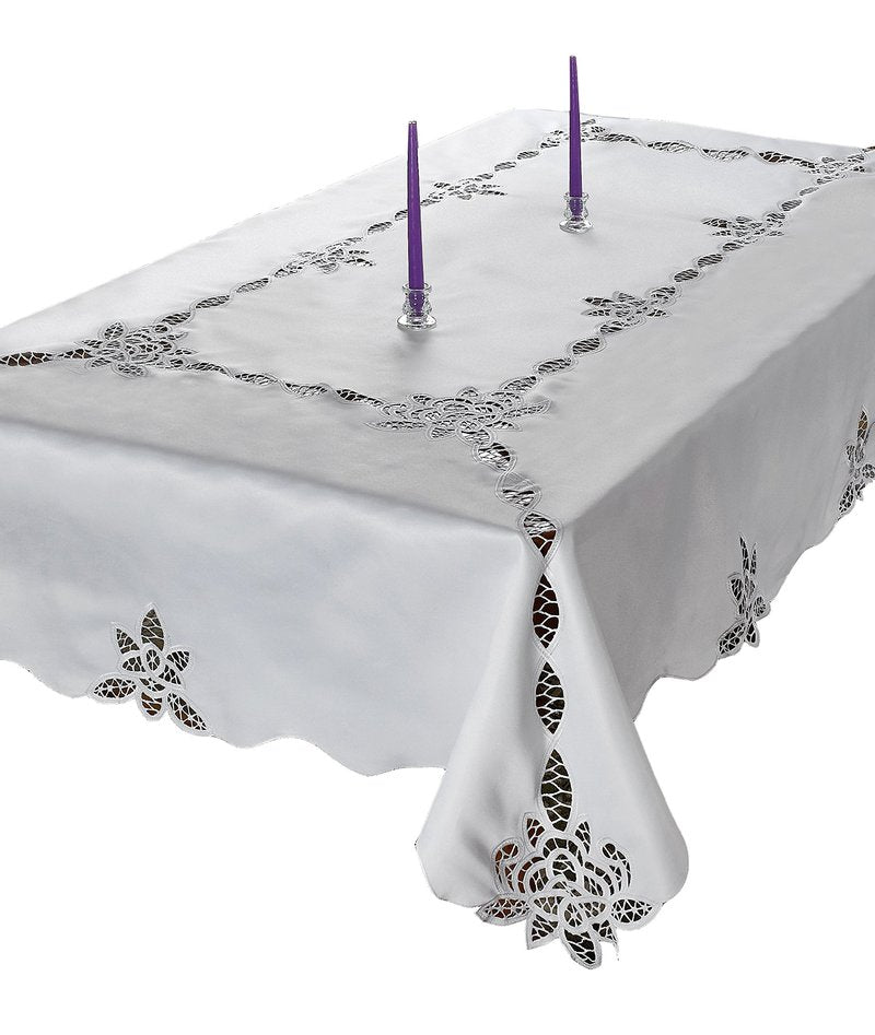 Violet Linen BETENBURG WH-6 Betenburg Lace Design Oblong/Rectangle Tablecloth