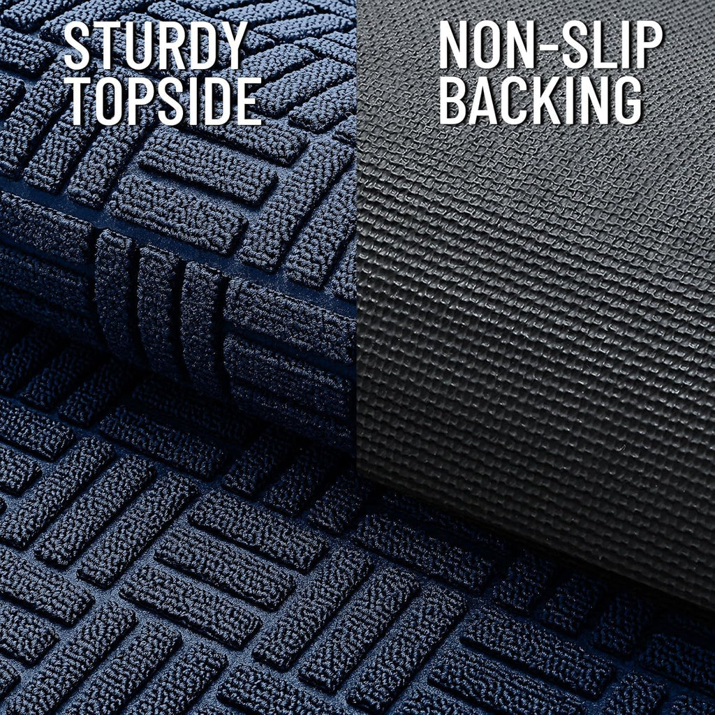 OLANLY Heavy Duty Front Door Mat - Absorbent Non-Slip Natural Rubber | 29.5x17 Inches, Navy Blue