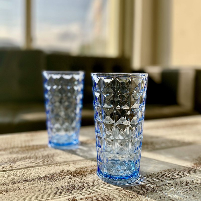 KLIFA- CUPID- 21 ounce, Set of 6, Acrylic Drinking Glasses Highball, BPA-Free, Stackable Plastic Drinkware, Dishwasher Safe, Blue