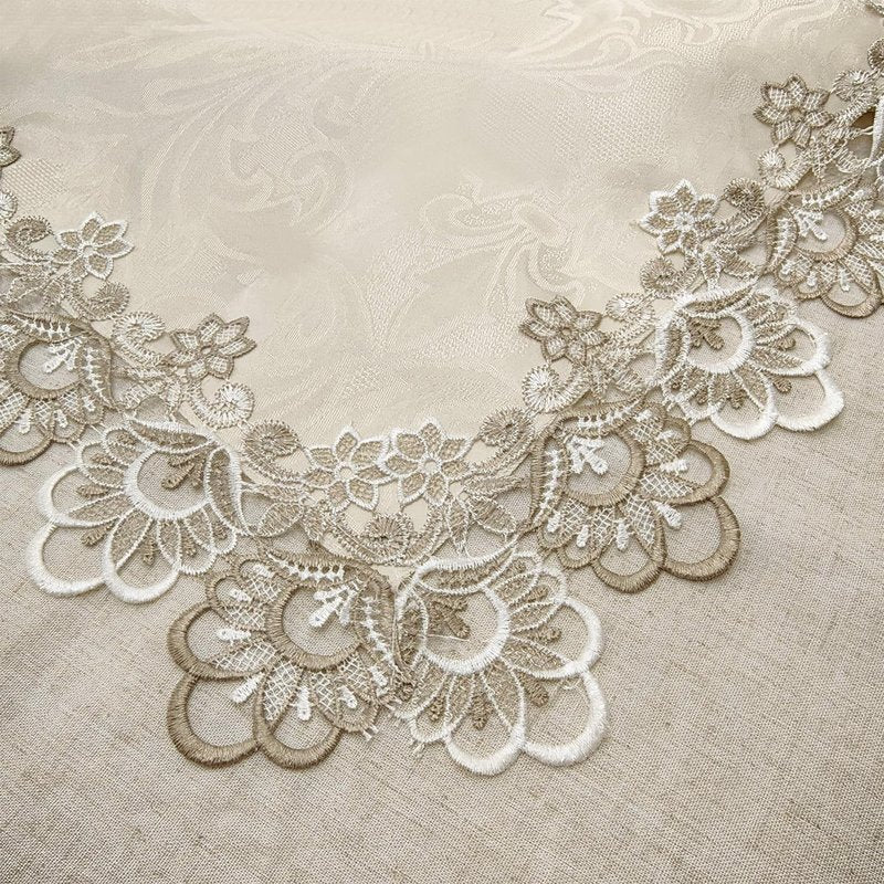 AMZALI Embroidered Placemats,Stain Resistant Lace Lunchmats Place Mats, Home Kitchen Dining Table Mats Doilies, Round Lace Placemats Table Centerpiece, Topper Pack of 4, Round 16 Inch
