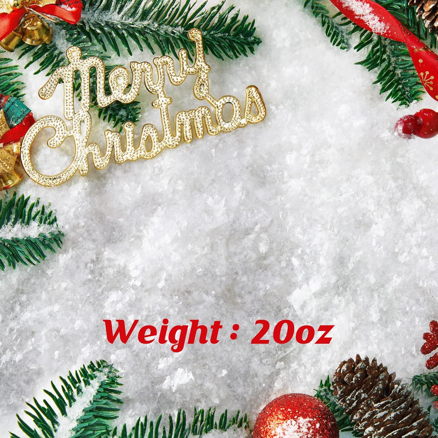 Skiennix Christmas Fake Snow | 20oz Sparkling Artificial Flake Powder for Holiday Decor & DIY Crafts