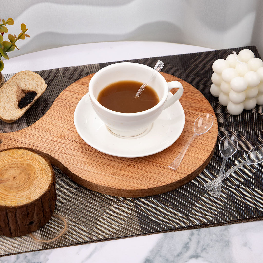 WDF 300 Pieces Clear Plastic Mini Spoons for Desserts 4 Inches Clear Plastic Spoons Heavy Duty Perfect for Cake, Desserts