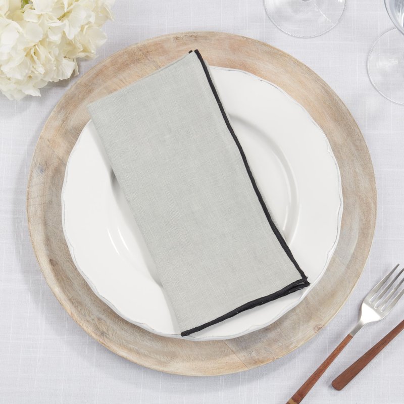 Saro Lifestyle Stonewashed Stitch Border Table Napkins (Set of 4), Blue-Grey, 20"