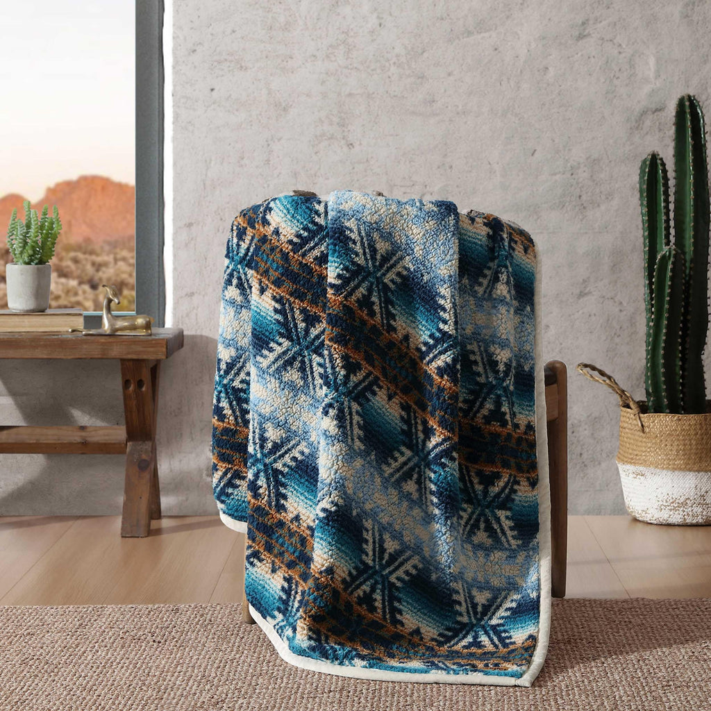 Wrangler - Blanket, Super Soft Sherpa Bedding with Corduroy Reverse, Yellowstone Inspired Throw Blanket for Couch or Bed (Frontier Turquoise, 50" x 60")
