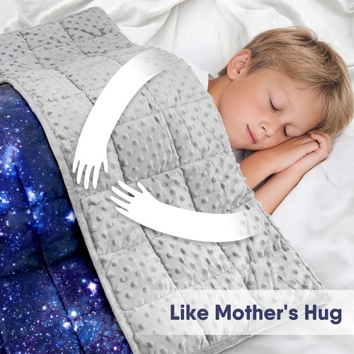 Solfres 10lbs Weighted Blanket, 41 x 60 Inches, Printing Heavy Blanket 10 Pounds for Children and Teens Ultra Soft and Cozy, Stars, Sensory Items, Universe Galaxy