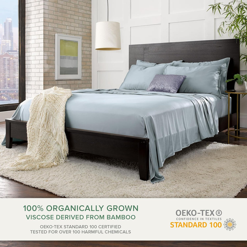 Pure Bamboo King Sheets - Luxuriously Soft 100% Organic Viscose Bed Sheet Set | Cooling & Durable (King, Sterling Blue)