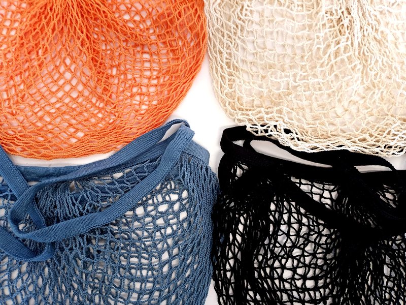 Homeneeds Reusable Long Handle Grocery Bags, Fruit and Vegetable Shoulder Bag, Washable Cotton Mesh String Organizer Shopping Handbags