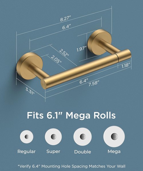 FORIOUS Toilet Paper Holder - Rustproof Stainless Steel Double Post Design | Brushed Gold & Matte Black