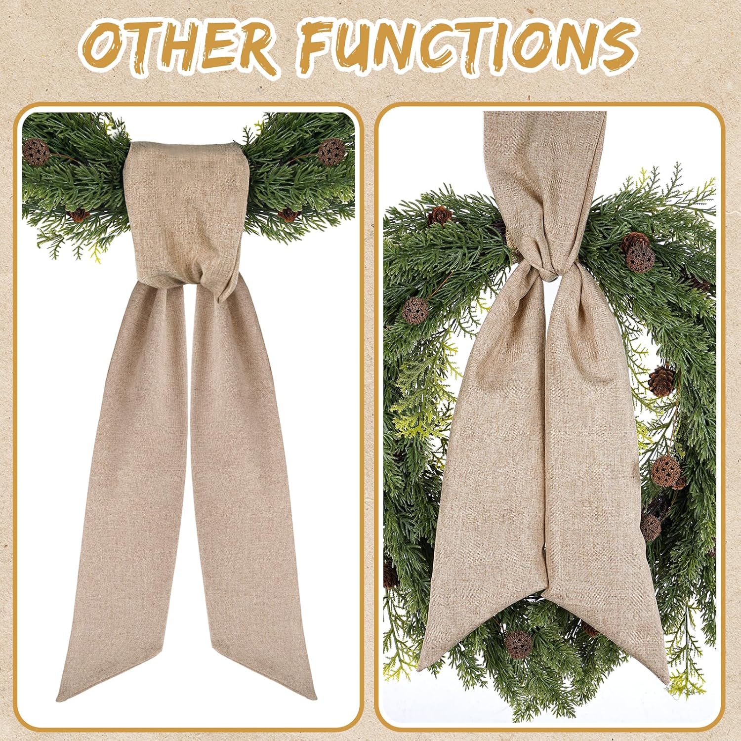 Rustic Wreath Sash by [Brand Name] - 2 Pcs 55.5 Inch Plain Boho Decor for Front Door & Porch