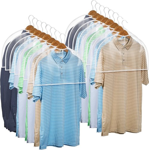Handy Laundry Clear Vinyl Shoulder Covers - 16 Garment Protectors for Dust-Free Storage & Protection