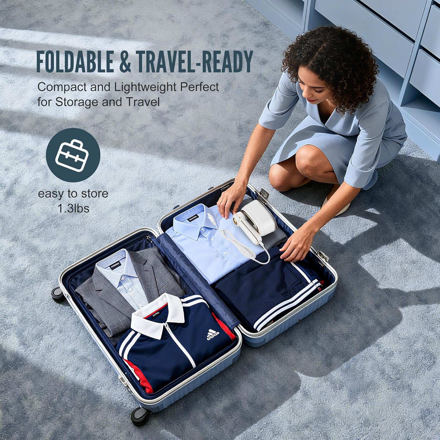 Skiennix Travel Steamer - 1200W Handheld Garment Iron for Quick Wrinkle Removal | Fast Heating in 10 Seconds, White