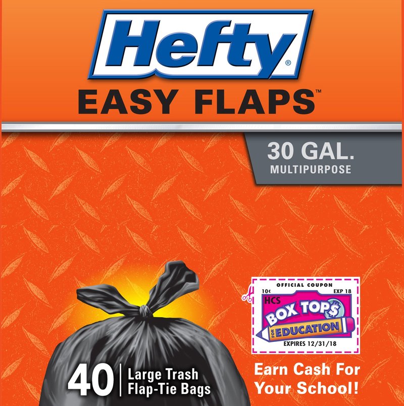 Hefty Easy Flaps Multipurpose Large Trash Bags, Unscented, 30 Gallon, 40 Count