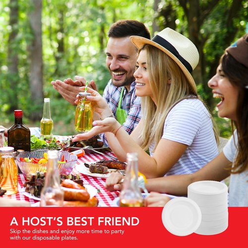 Stock Your Home 200 Count Premium White Plastic Plates, 6 Inch White Disposable Wedding Cake Plates, Heavy Duty Plastic Dessert Plates, Cocktail Appetizer Plates for Christmas Dinner Parties