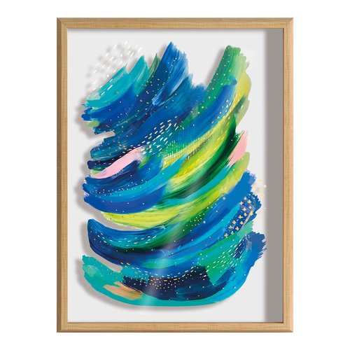 Kate and Laurel Blake Bright Abstract 2 Framed Printed Glass Wall Art by Jessi Raulet of Ettavee, 18x24 Natural, Colorful Abstract for Wall