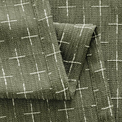 MIULEE Linen Curtains - Geometric Patterned Drapes for Living Room & Bedroom | 84-Inch Olive Green, 2 Panels Set