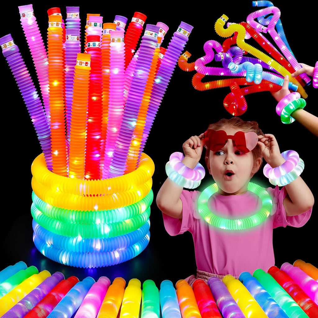 UrChoice Glow Sticks - 16PCS LED Pop Tubes Party Favors | Colorful Glow Necklaces & Bracelets for Imaginative Play