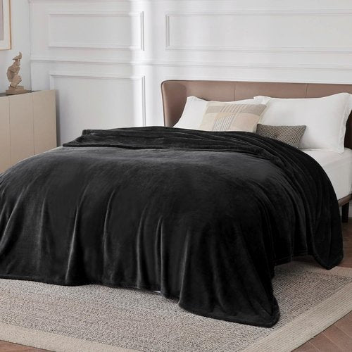 Bedsure GentleSoft Fleece Bed Blanket - Oversized Cozy Microfiber in Black, 120x120 Inches for Ultimate Comfort