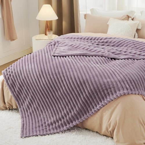 Bedsure GentleSoft Light Purple Fleece Blanket - Cozy Soft Throw for Couch, 90x90 Inches