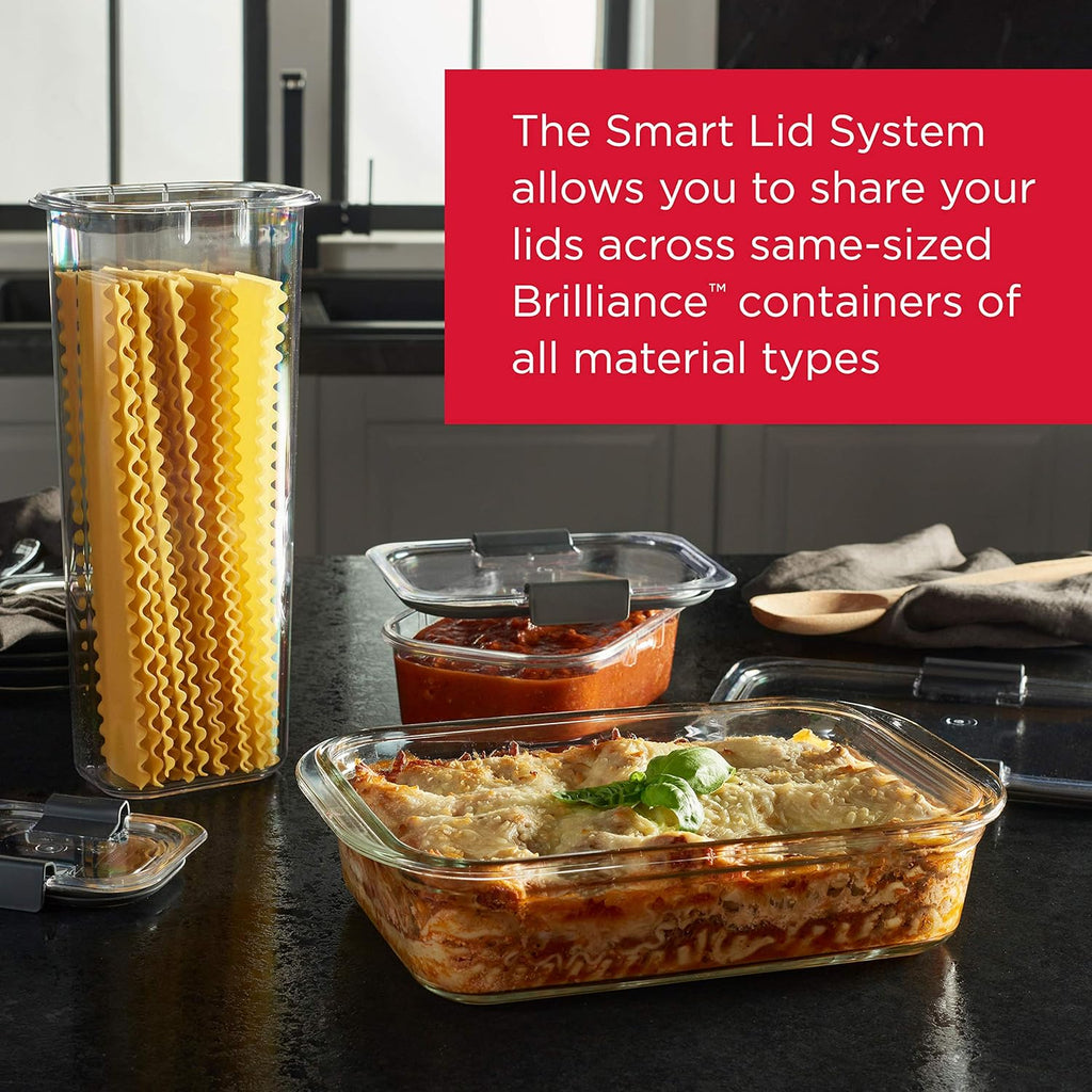 Rubbermaid Brilliance Glass Storage Containers - Set of 3 | 4.7-Cup Clear Food Storage with Lids