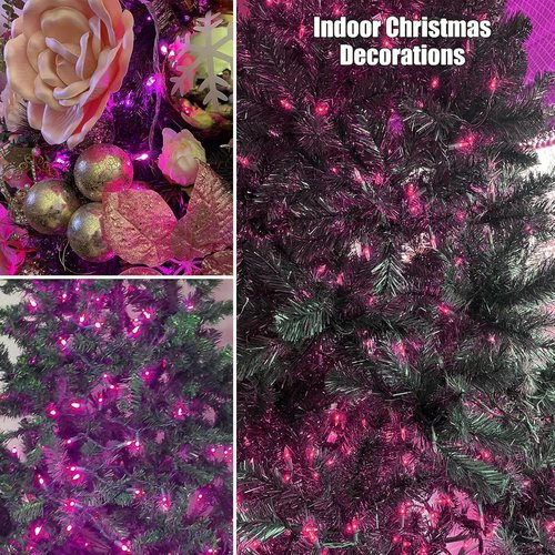 HISHINY Christmas Lights - 100 Count Pink String Lights for Indoor/Outdoor Decor | UL Certified, 21 Feet