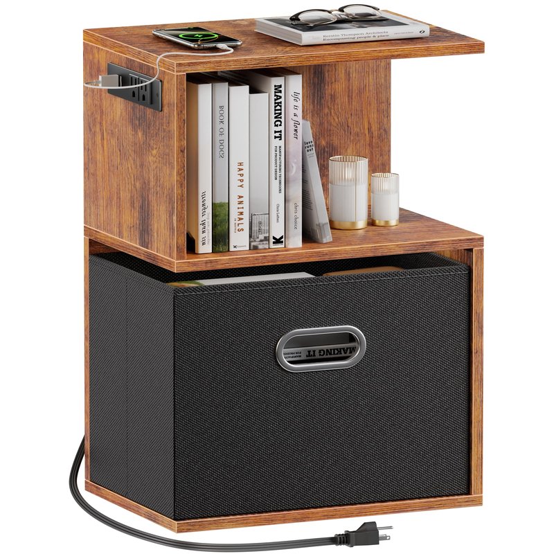 Furologee Nightstand with Charging Station
