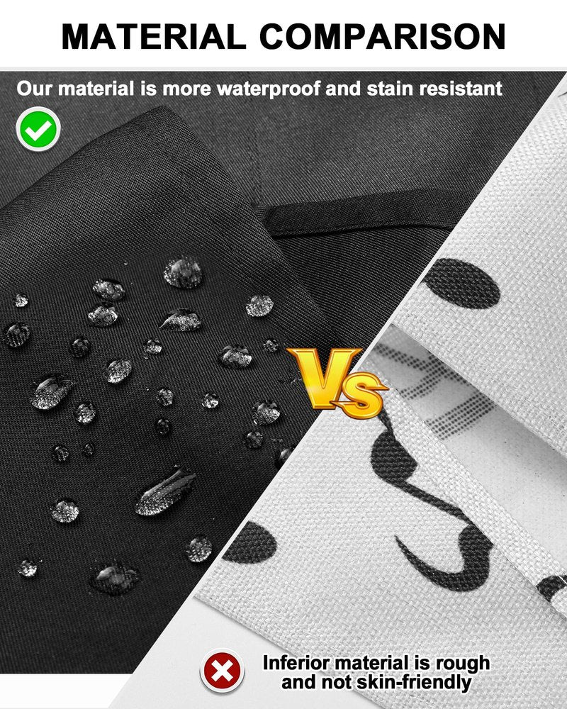 Xtinmee 10 Pcs Bistro Aprons 2 Pockets 32 Inch Waterproof Half Waist Black Bistro Apron with Long Waist Ties for Server Chef Waiter Waitress Bartender
