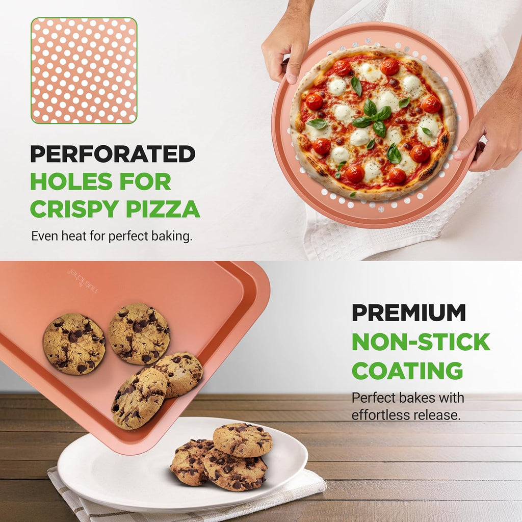 NutriChef 10-Piece Baking Pans Set - Non-Stick Carbon Steel Bakeware, Dishwasher Safe & PFOA Free
