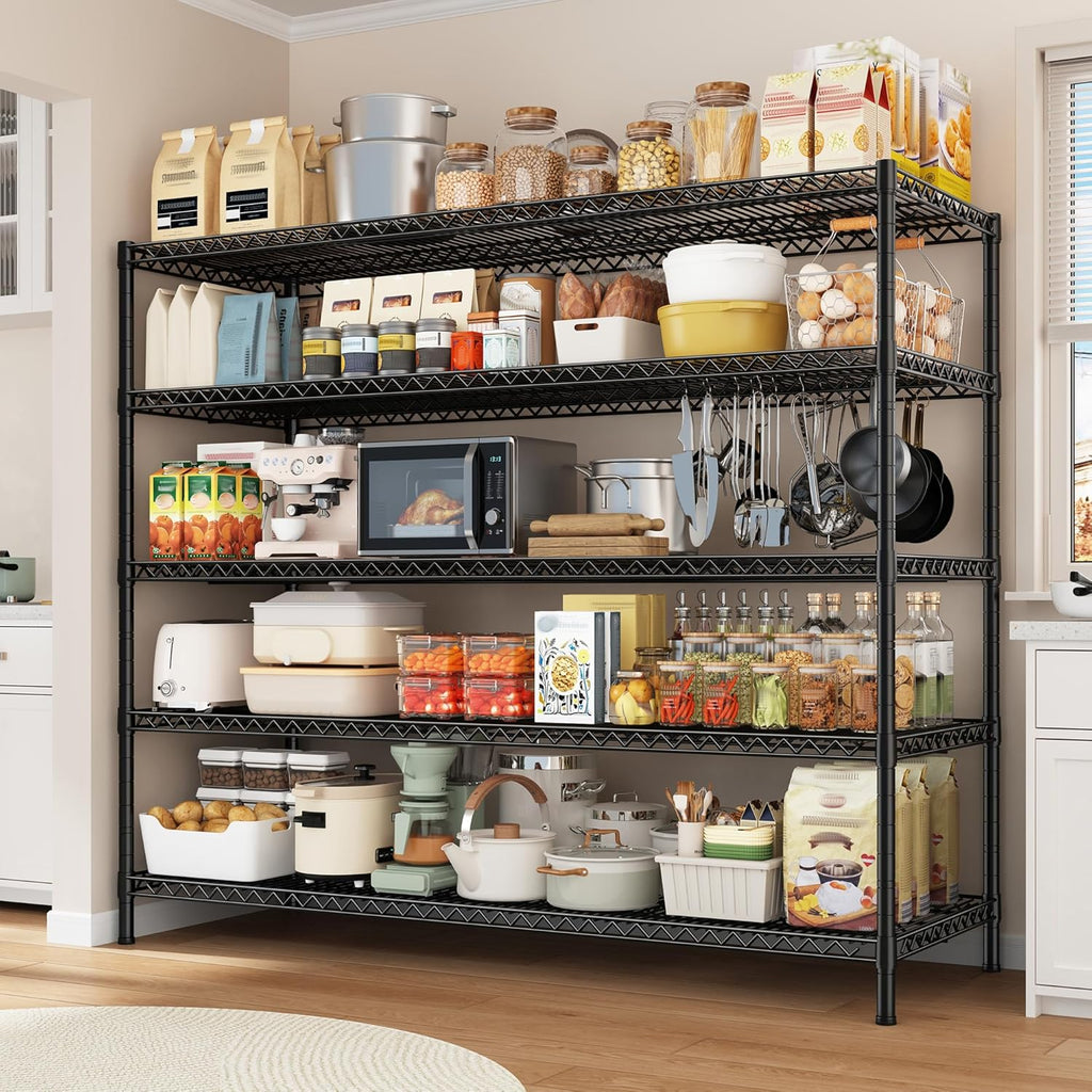 REIBII Heavy-Duty 5-Tier Storage Shelves - Adjustable Metal Shelving Unit for Garage & Pantry | 55.5" W x 18" D x 71" H