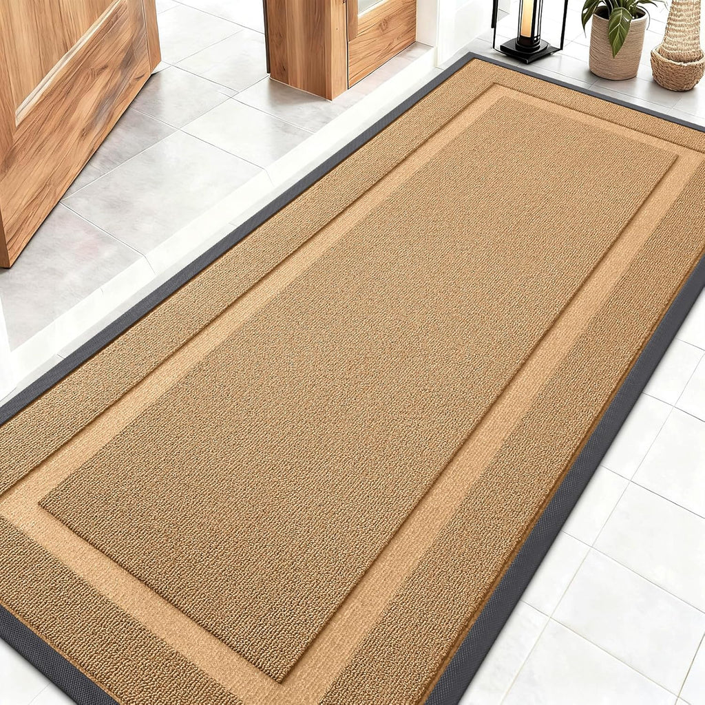 OLANLY Waterproof Front Door Mat - All-Season Indoor/Outdoor Doormat, Easy Clean, 59x23, Butter Yellow