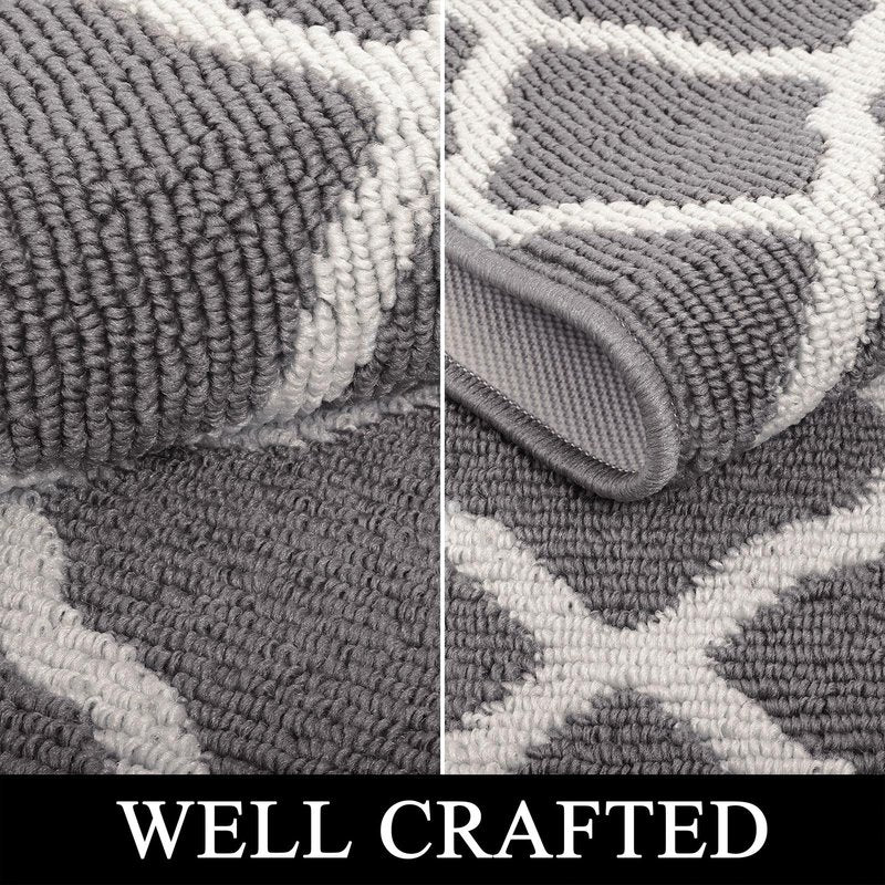 SHACOS Hallway Runner Rugs 2.6x12 ft Long Washable Non Slip Rubber Backing Carpet Runner Dirt Trapper Floor Runner Mats for Kitchen Hall Entryway Living Room, Light Gray