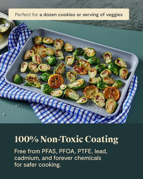 Caraway Non-Stick Ceramic Baking Sheet - Non-Toxic PTFE & PFOA Free - Ideal for Baking & Roasting - Medium (15" x 10") - Slate