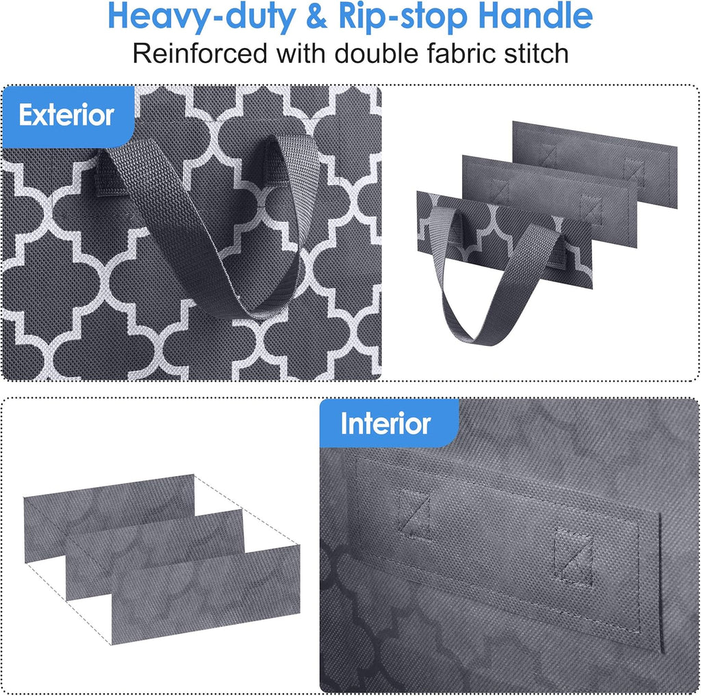 WISELIFE Storage Bags - Large Blanket and Clothes Organizer with Clear Window & Sturdy Zippers | Grey, 3 x 100L