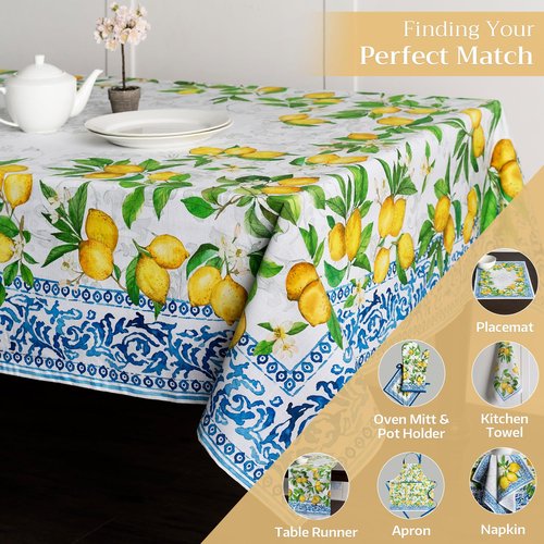Maison d' Hermine Table Cloth Rectangle Table 100% Cotton 70 x 90 Inches Tablecloth Reusable Decorative for Dining Kitchen Room Farmhouse Home Easter Decorations Spring Summer - Cedrat