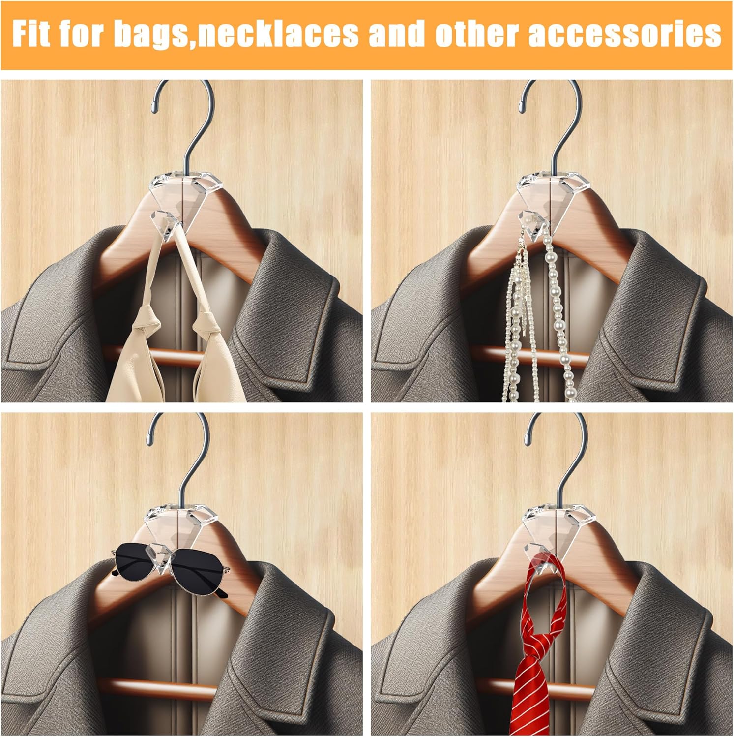 SLMT Space Saving Hanger Hooks - 30 Pack Clear Clothes Connector Hooks for Closet Organization