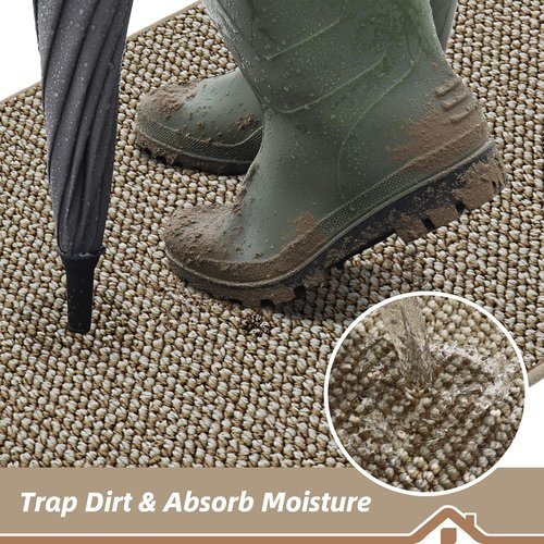 BEQHAUSE Dirt Trapper Door Mat - Non-Slip, Washable & Absorbent | 24" x 60" Light Beige Entryway Mat